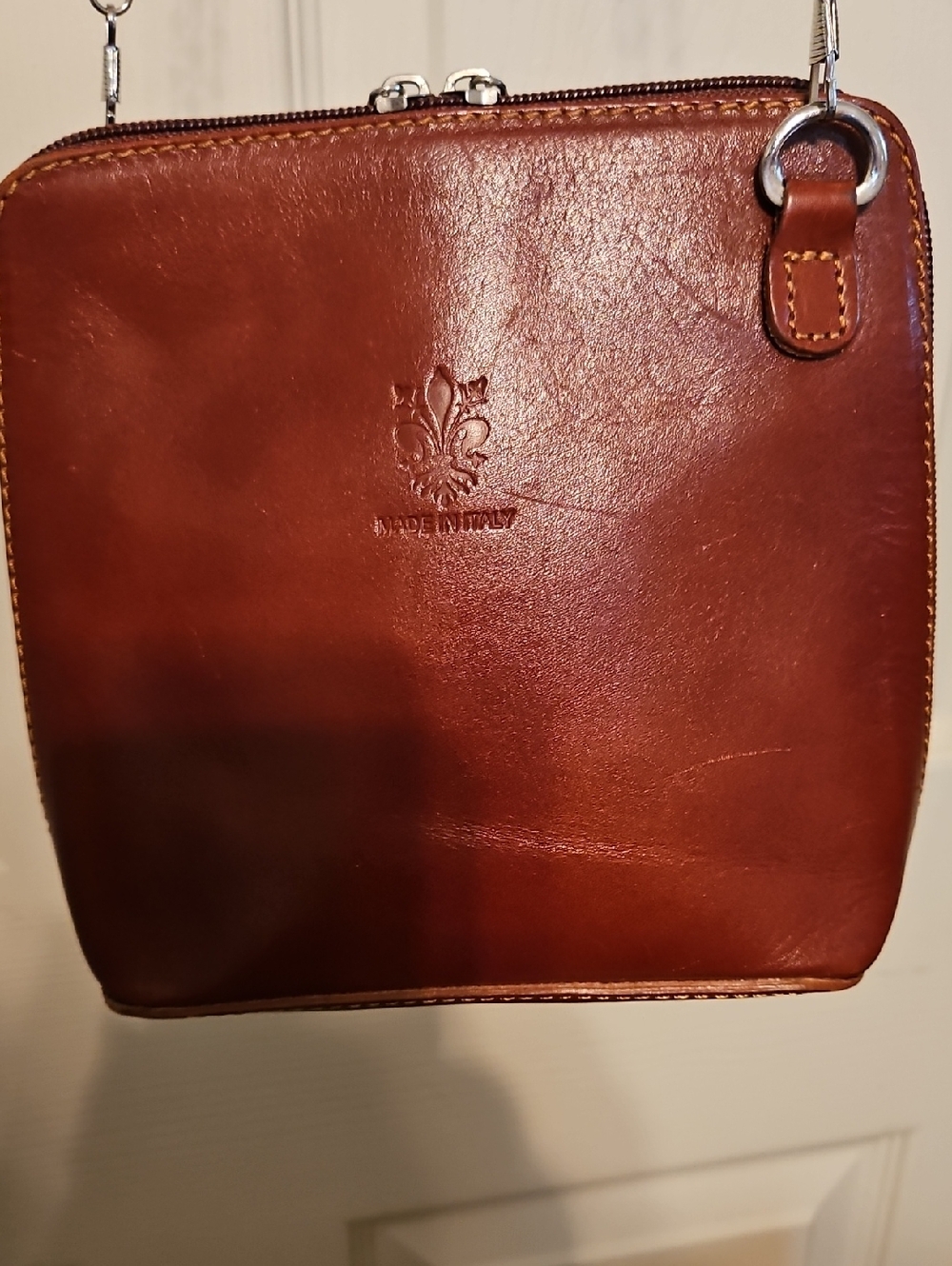 Made in Italy Brown Leather Crossbody Bag - Men's